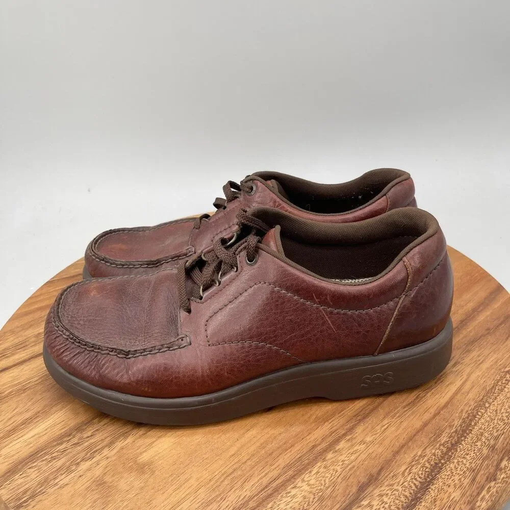 SAS 'Bout Time Shoes Mens Size 11.5 W Brown Leather Casual Walking Loafers